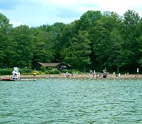 Photo of Bowman Lake beach view from the lake.